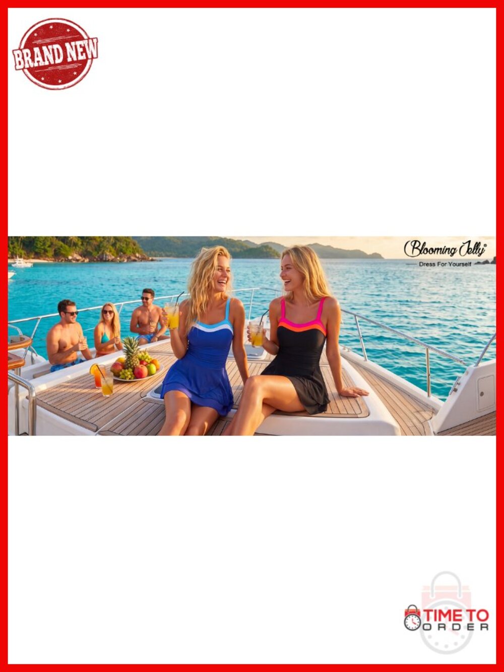 Modest One Piece Swim Dress with Mesh Skirt Tummy Control Ruched - Picture 6 of 6